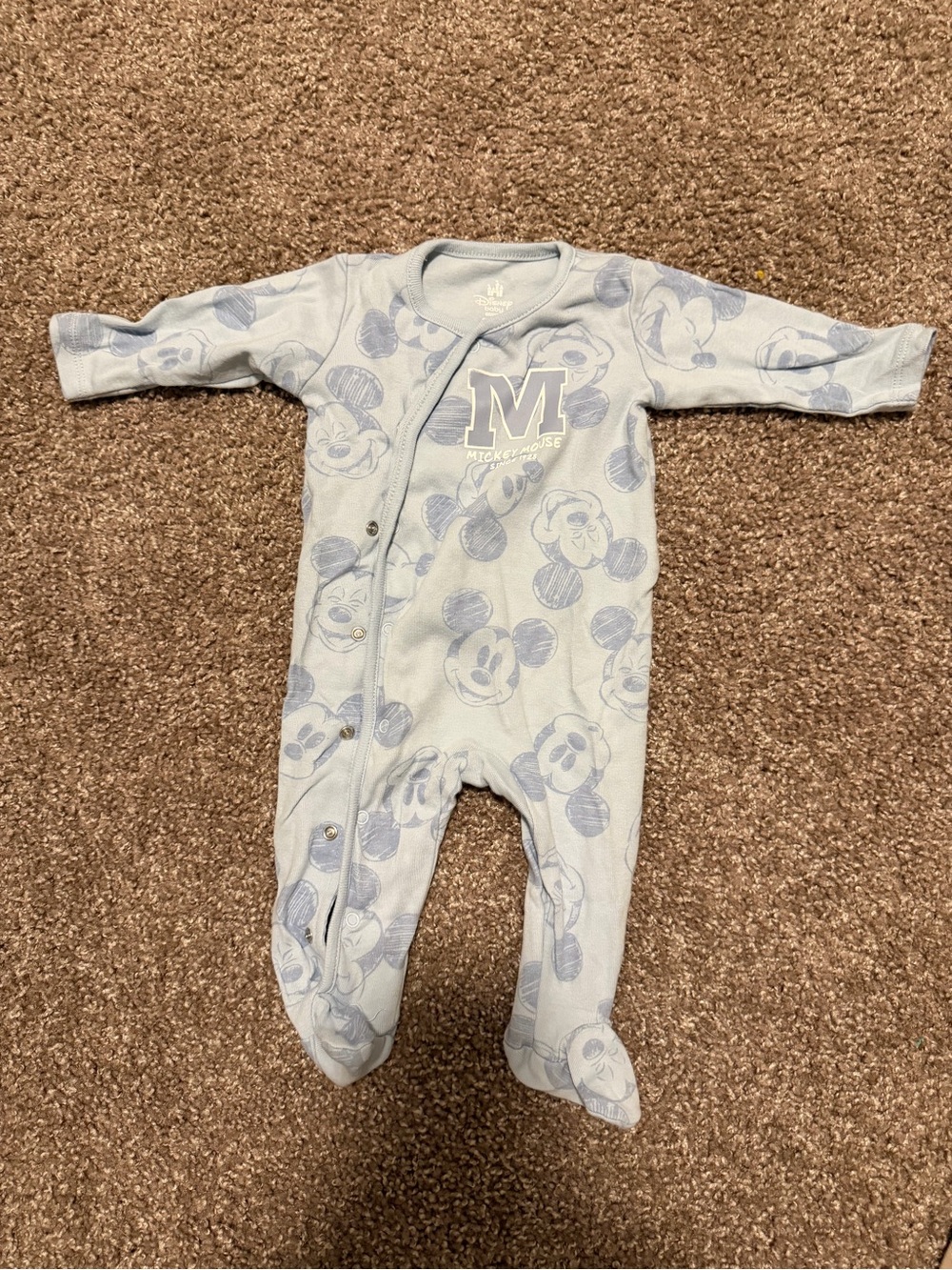 Disney Light Blue Mickey Mouse Footed One-Piece
